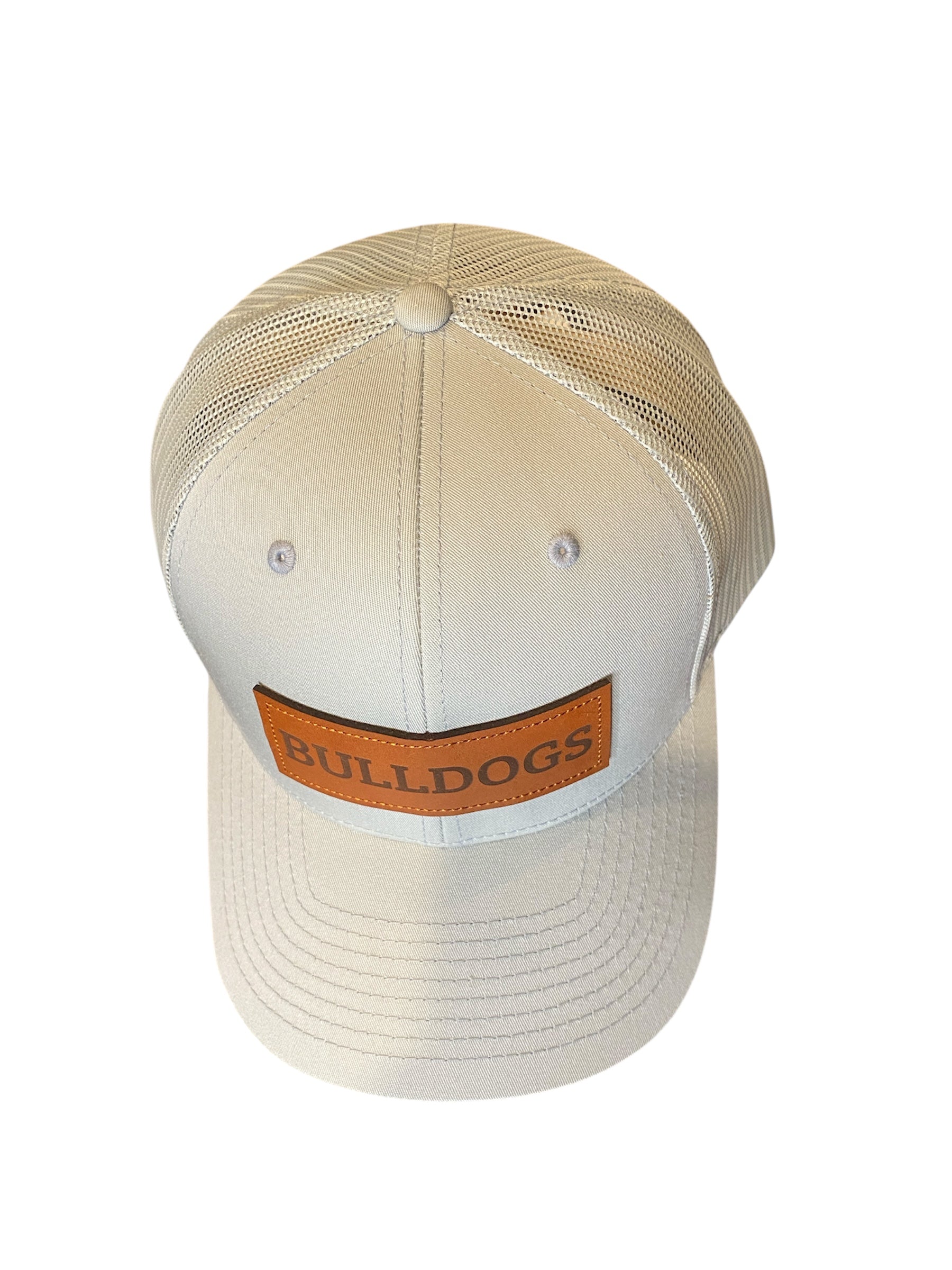 Leather patch BULLDOGS trucker hat in stoney gray