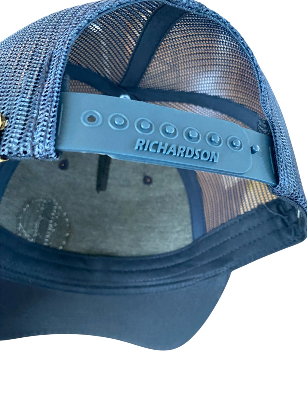 Leather Patch askew Hilton Head Cap in navy with white rope