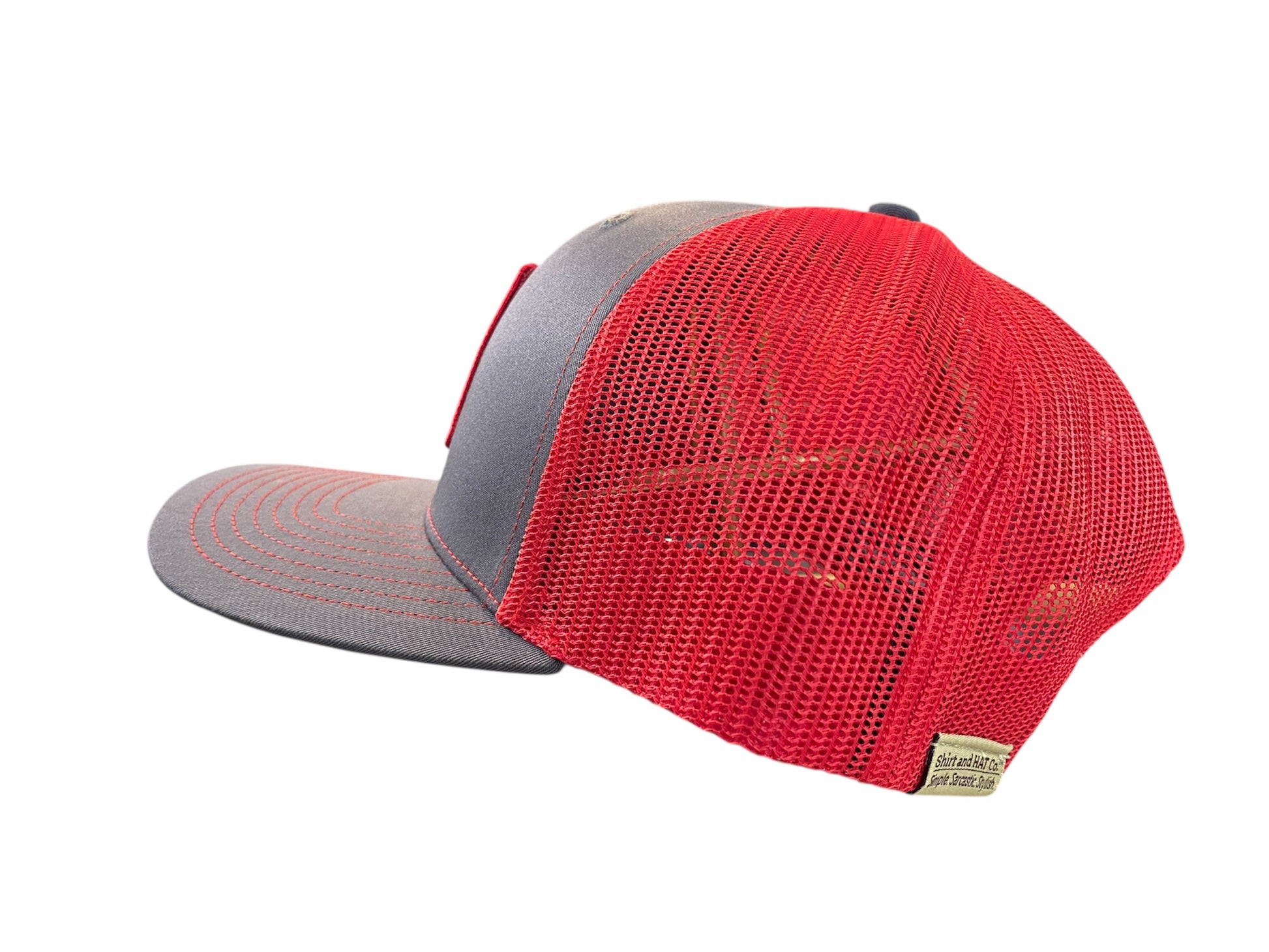 Woven Patch Athens Kirby Town Hat in gray/red mesh