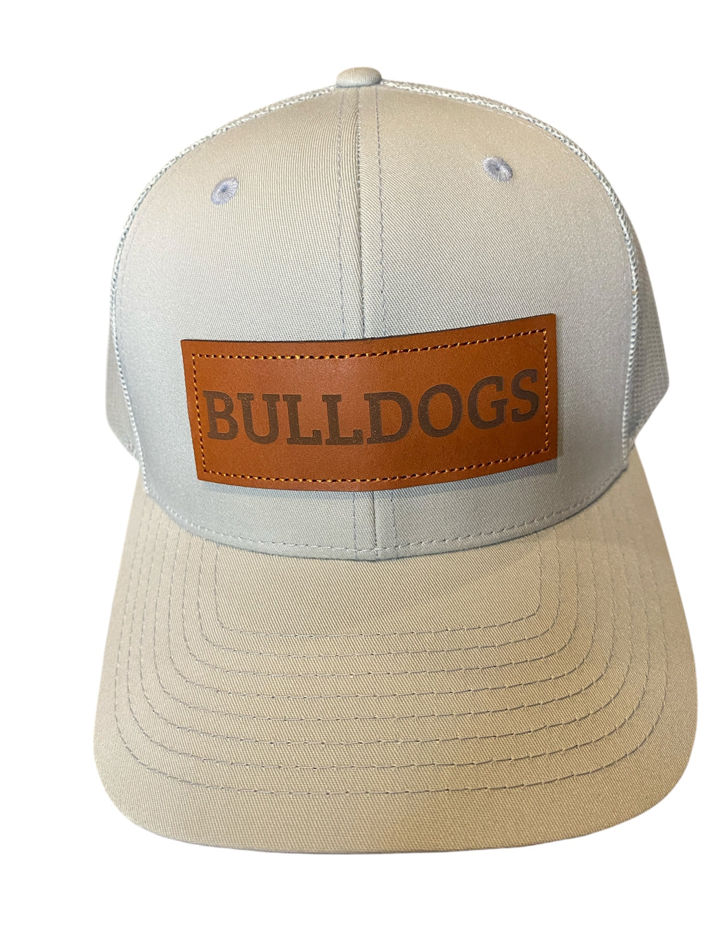 Leather patch BULLDOGS trucker hat in stoney gray