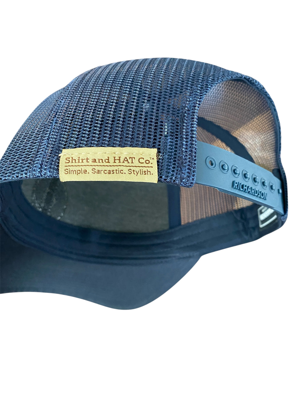 Leather Patch askew Hilton Head Cap in navy with white rope