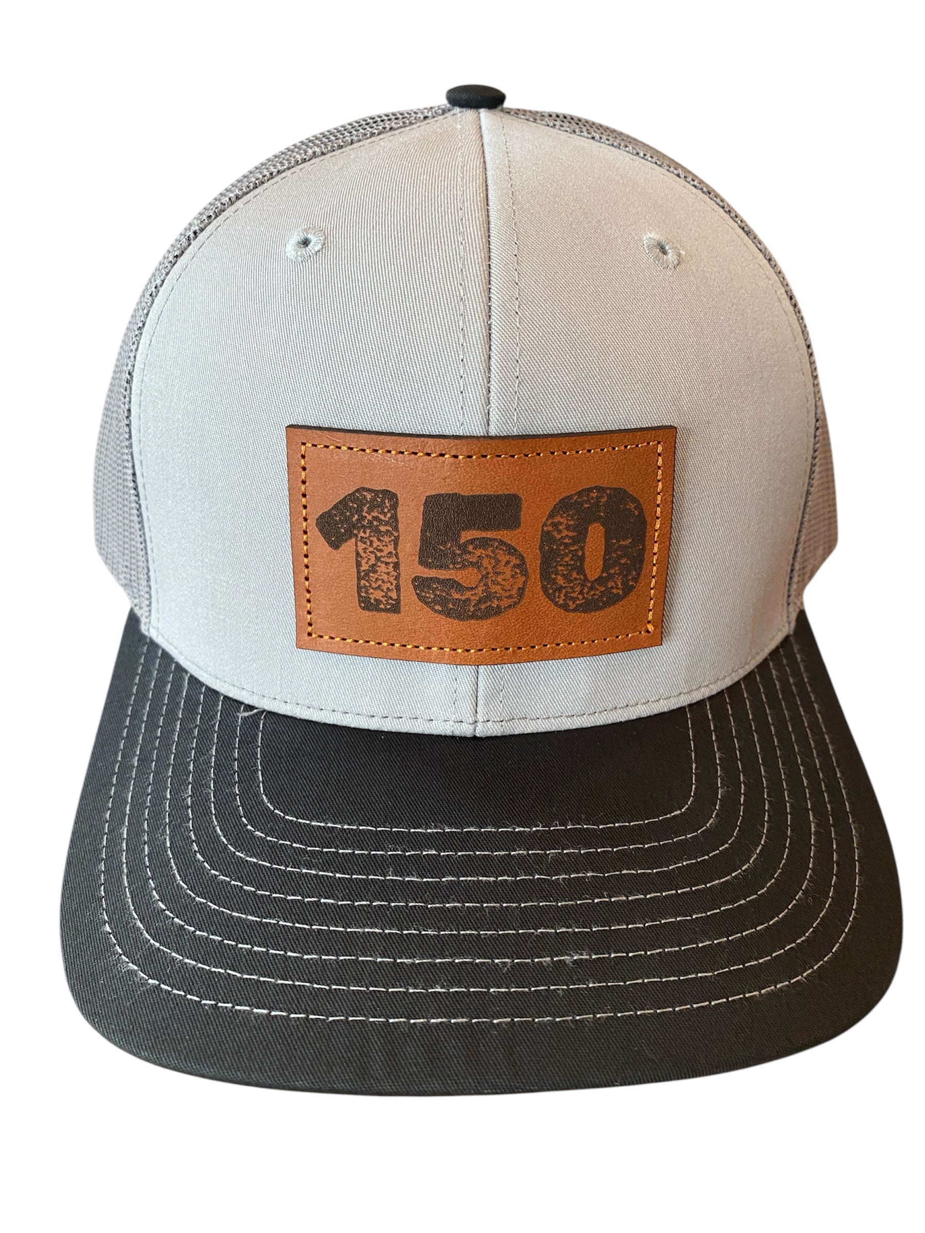 Richardson Leather Patch 150 trucker hat in black/gray
