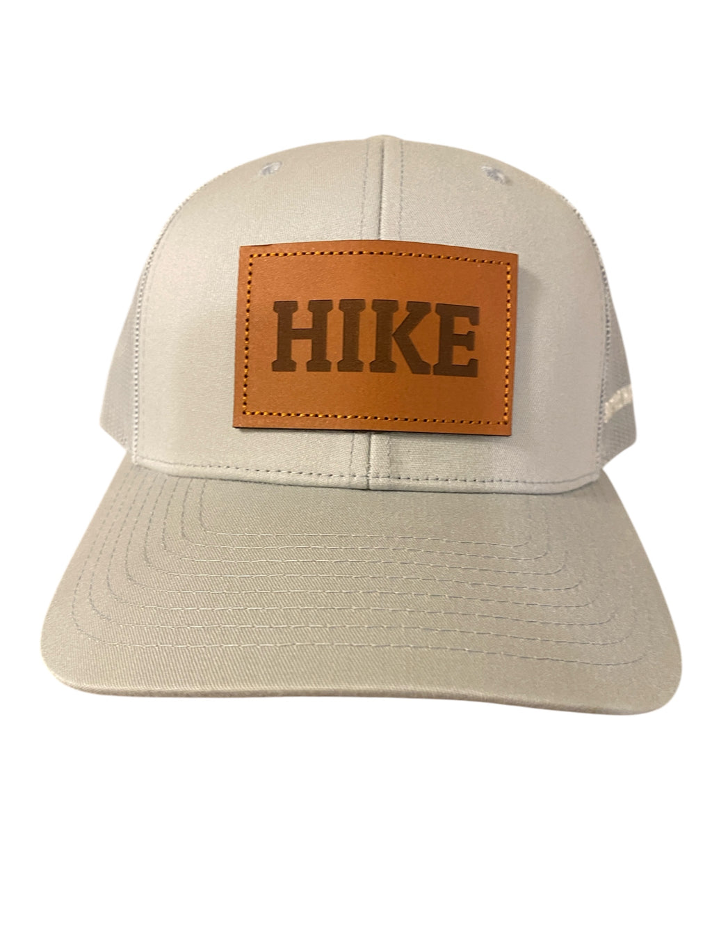 Leather Patch HIKE Trucker Hat in subtle gray