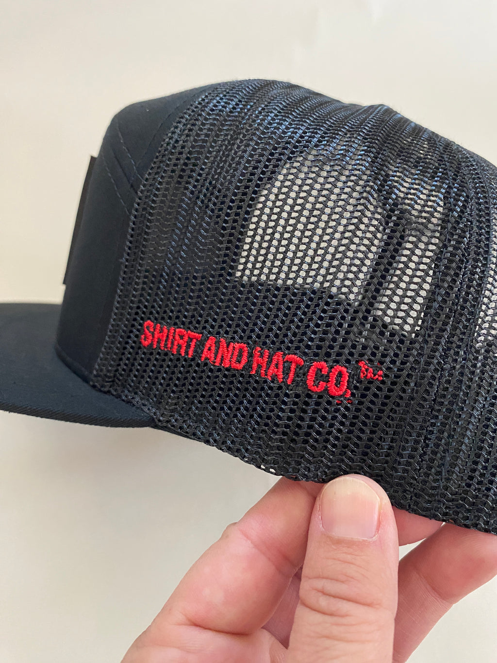 Richardson flat bill leather patch HAT in black