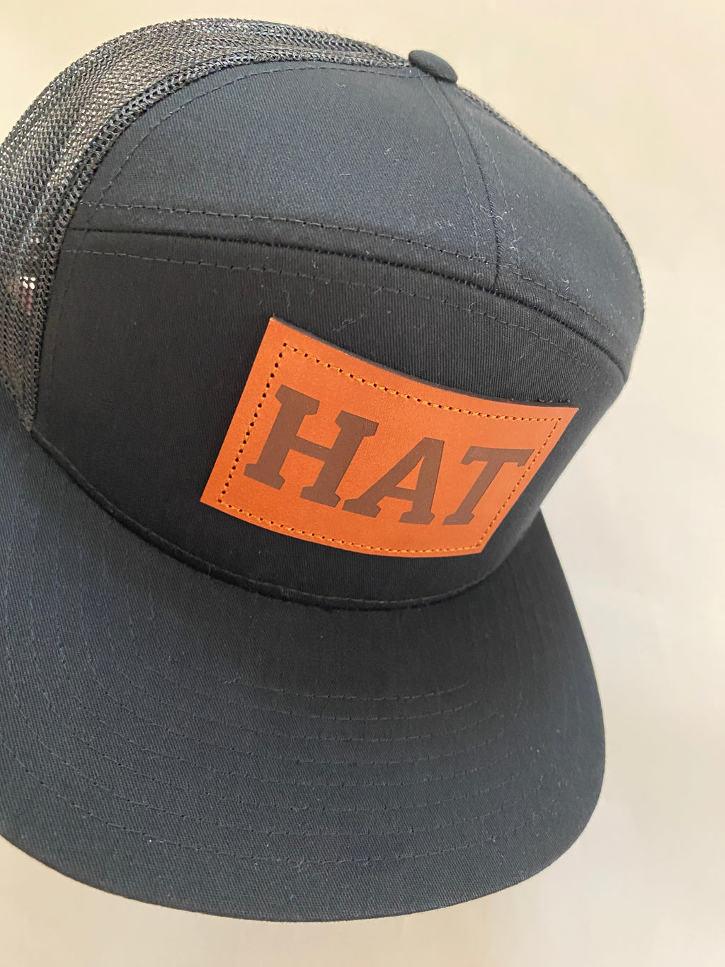 Richardson flat bill leather patch HAT in black