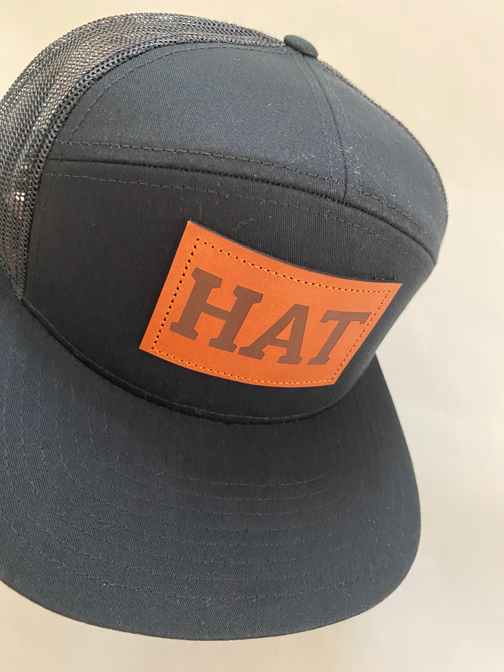 Richardson flat bill leather patch HAT in black