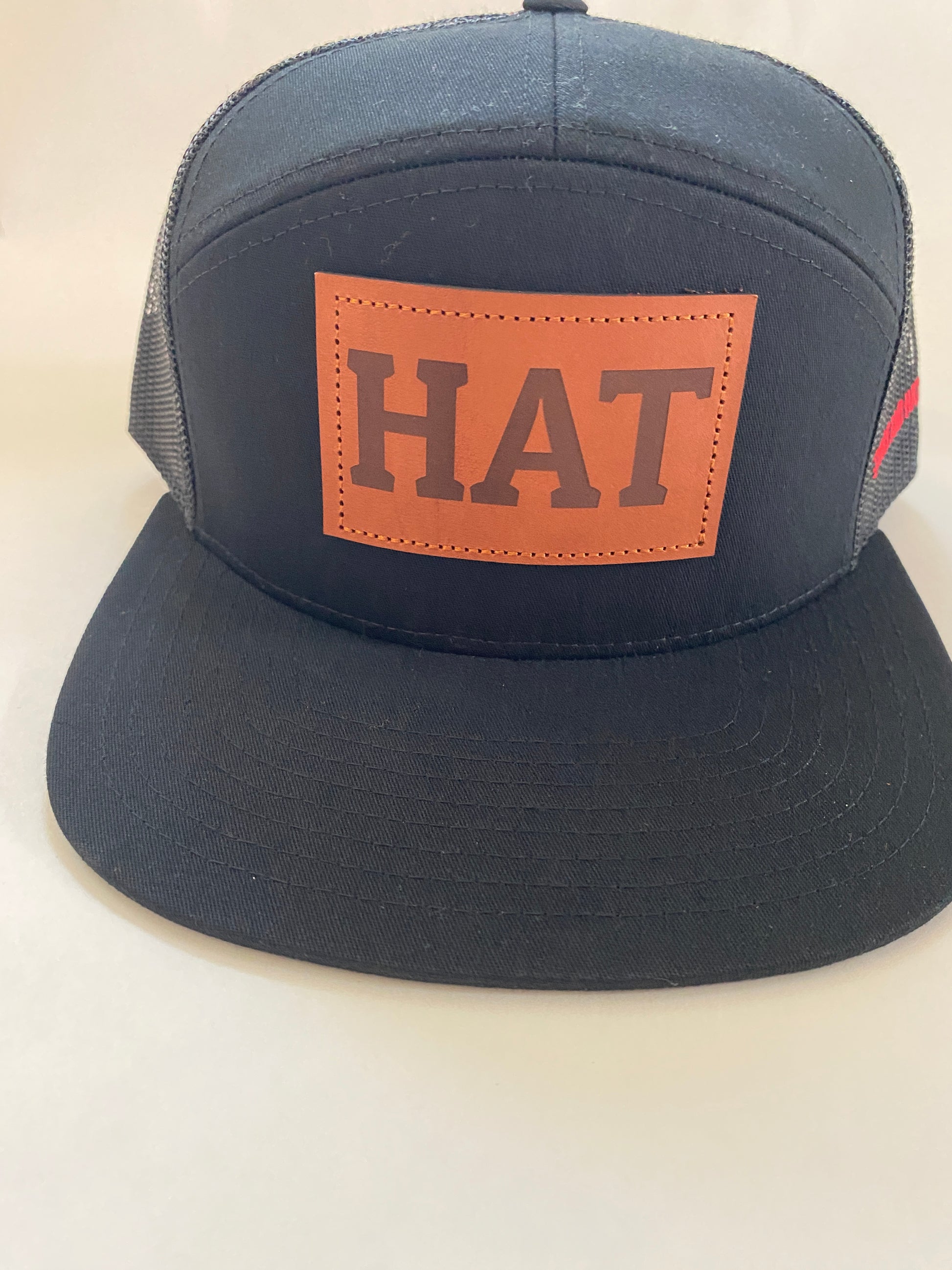 Richardson flat bill leather patch HAT in black