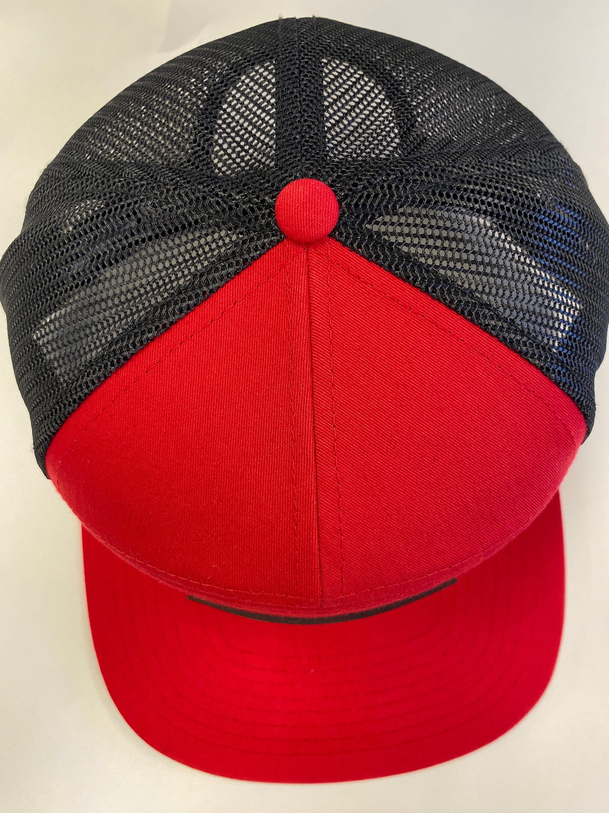 Richardson flat bill leather patch HAT in red and black