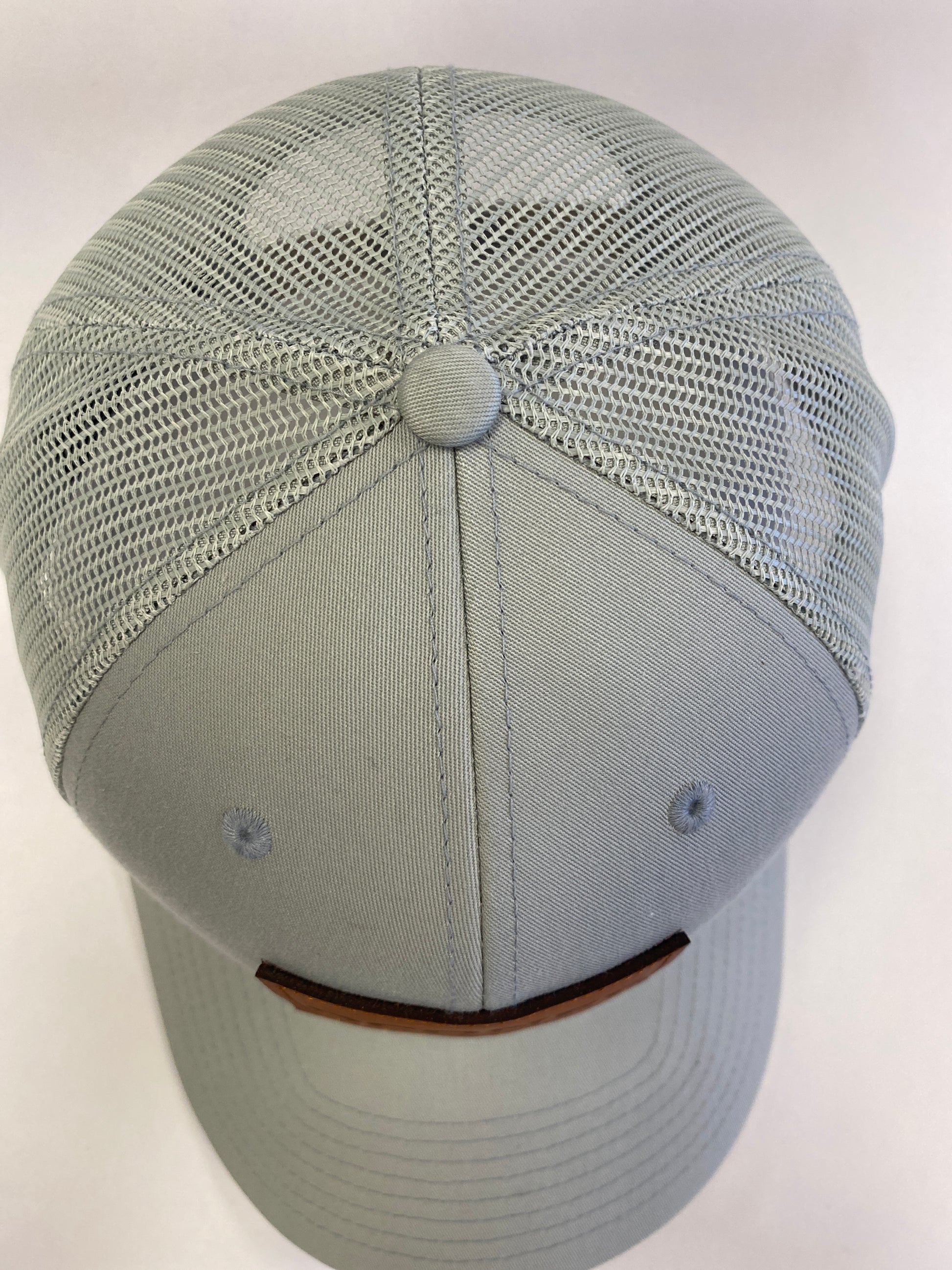 Leather Patch HIKE Trucker Hat in subtle gray