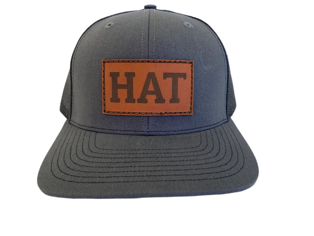 Leather Patch Trucker Hat gray and black
