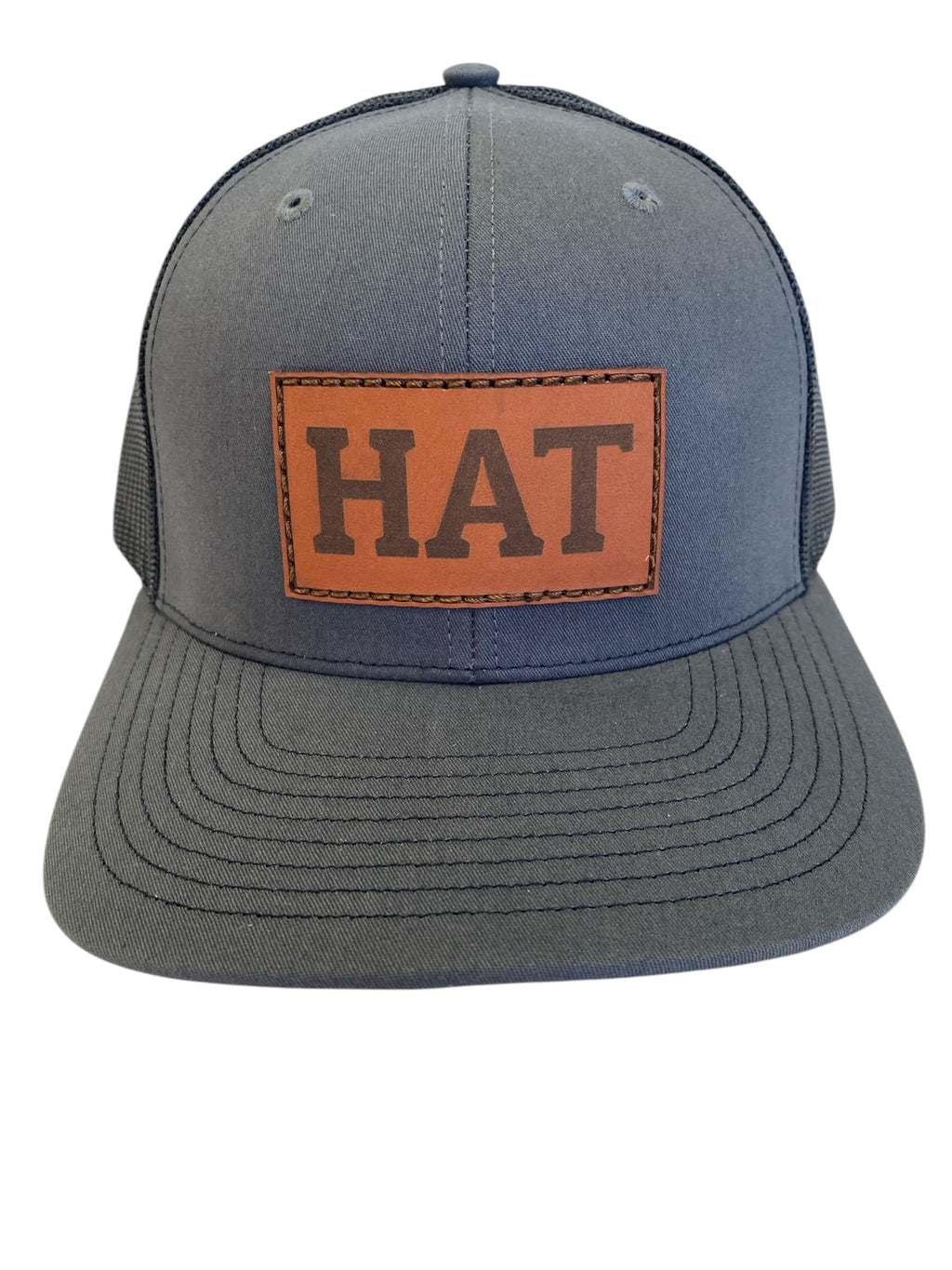 Leather Patch Trucker HAT in charcoal/black