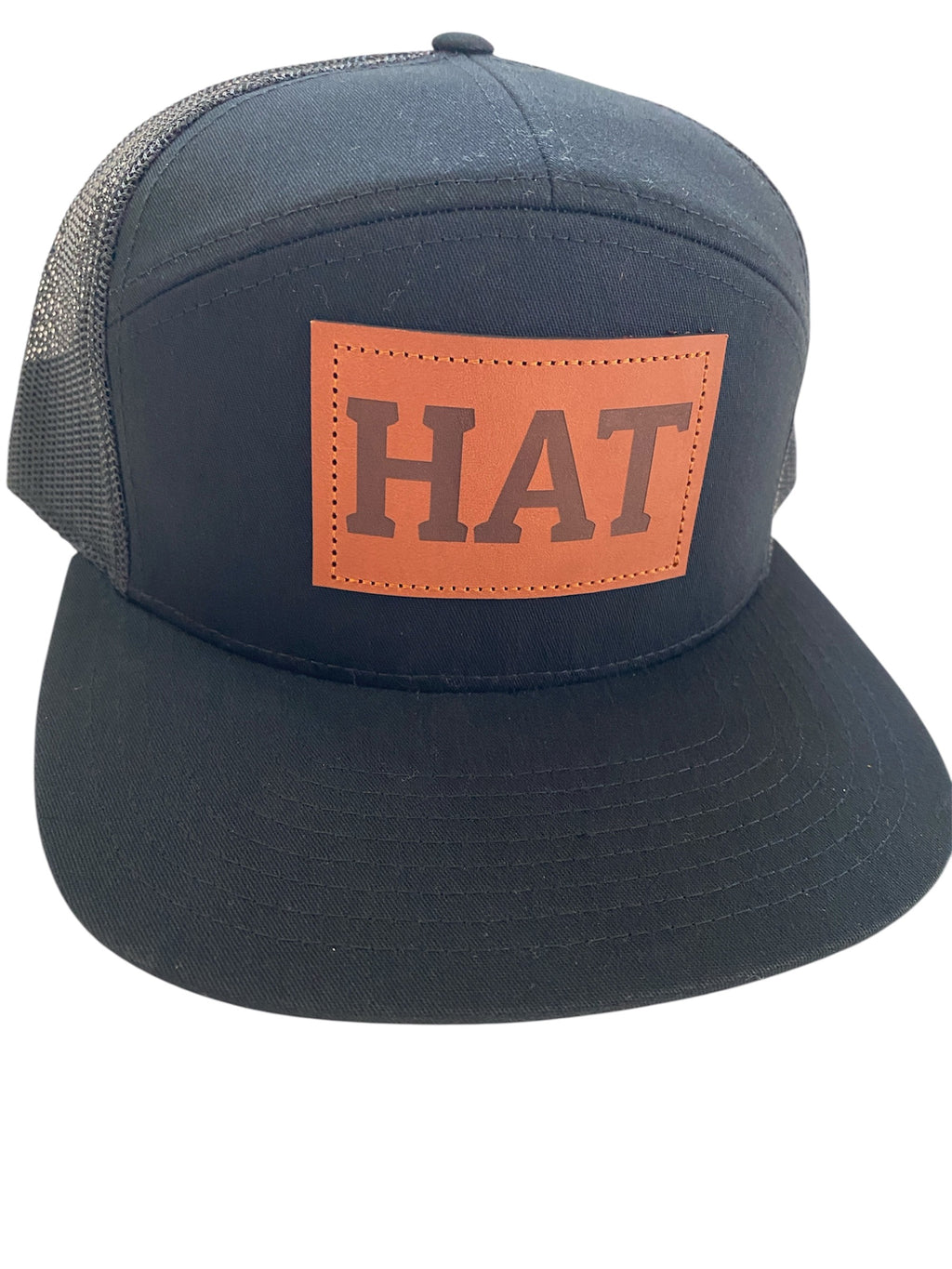 Richardson flat bill leather patch HAT in black