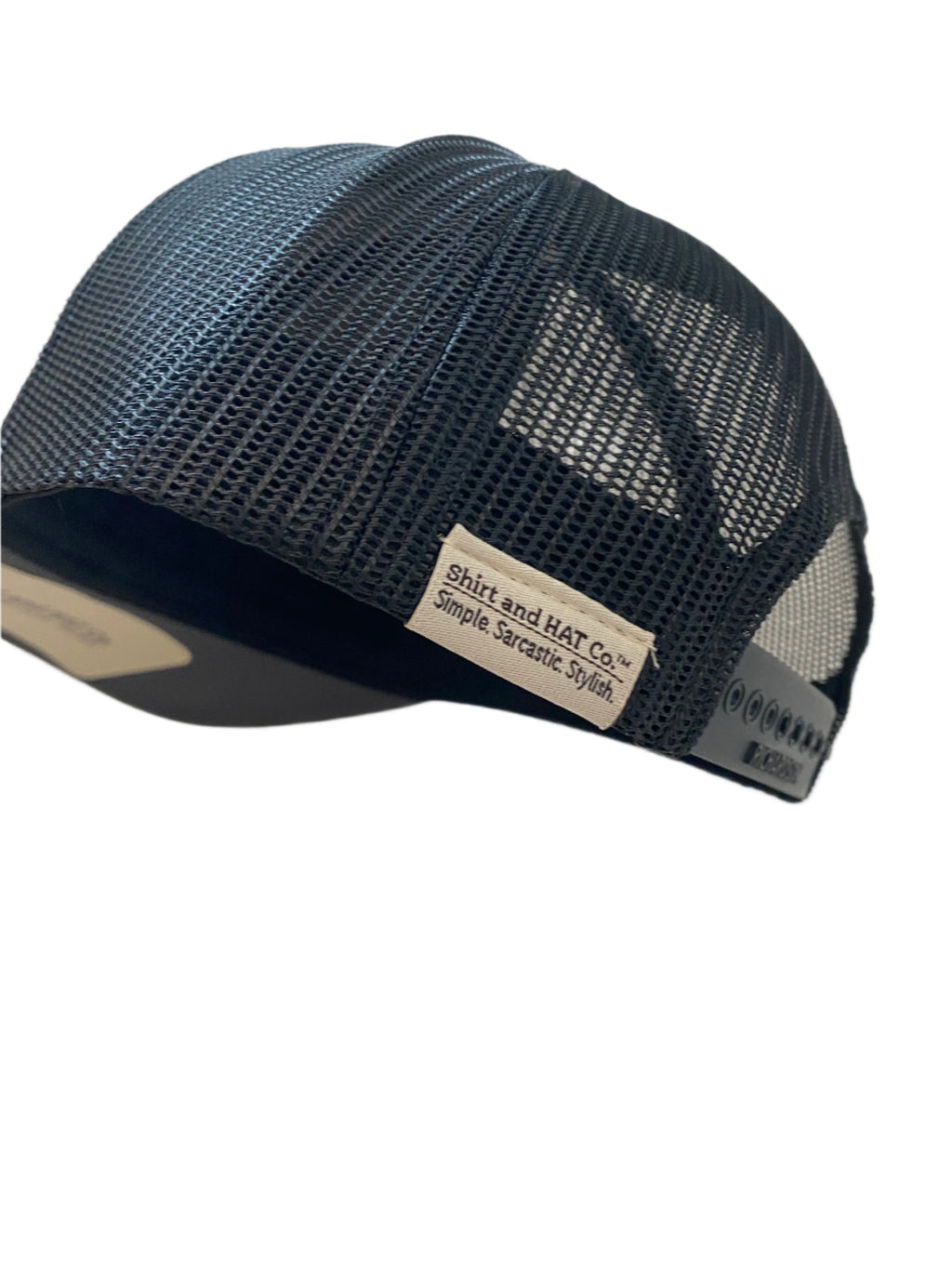 black mesh back of hat and snap back 