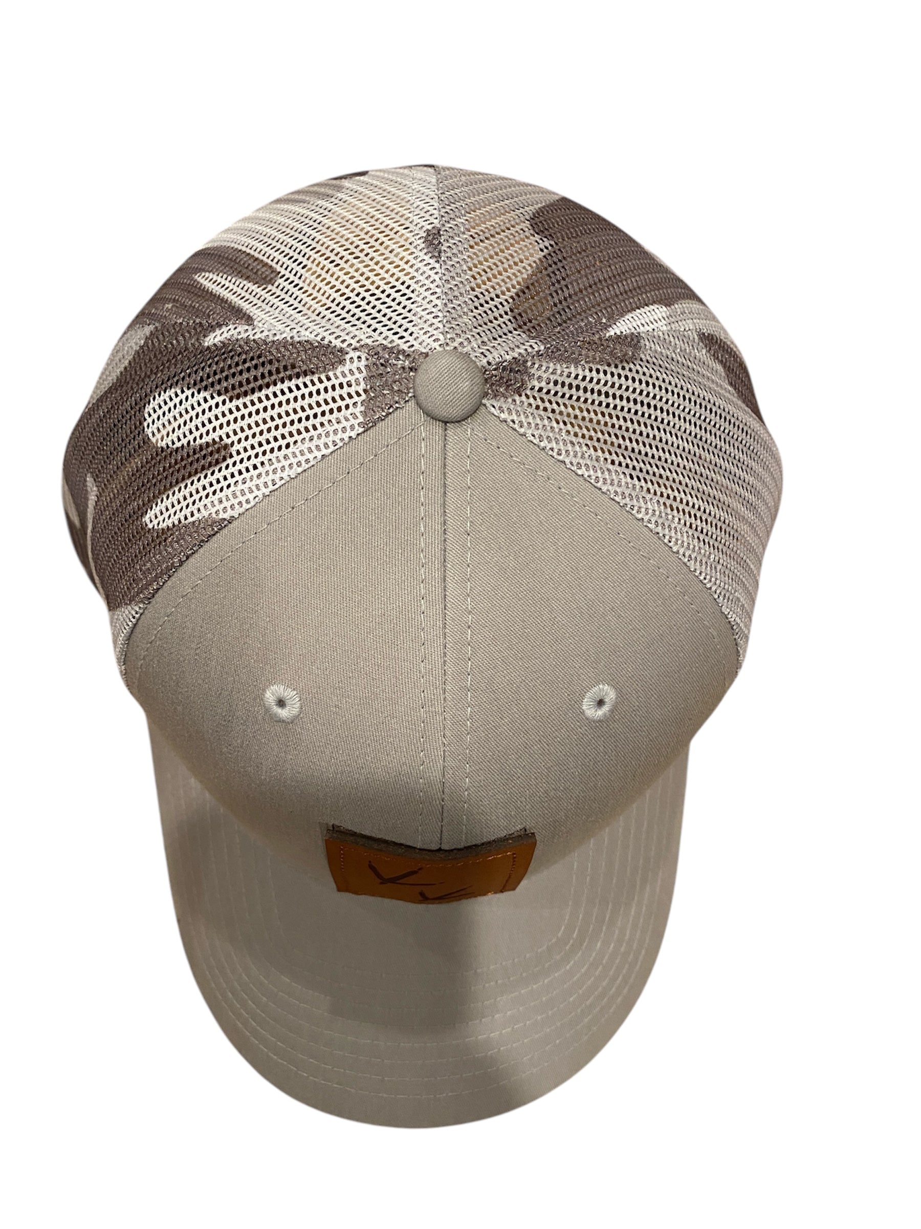 Leather Patch Turkey Tracks Trucker Hat with camo mesh