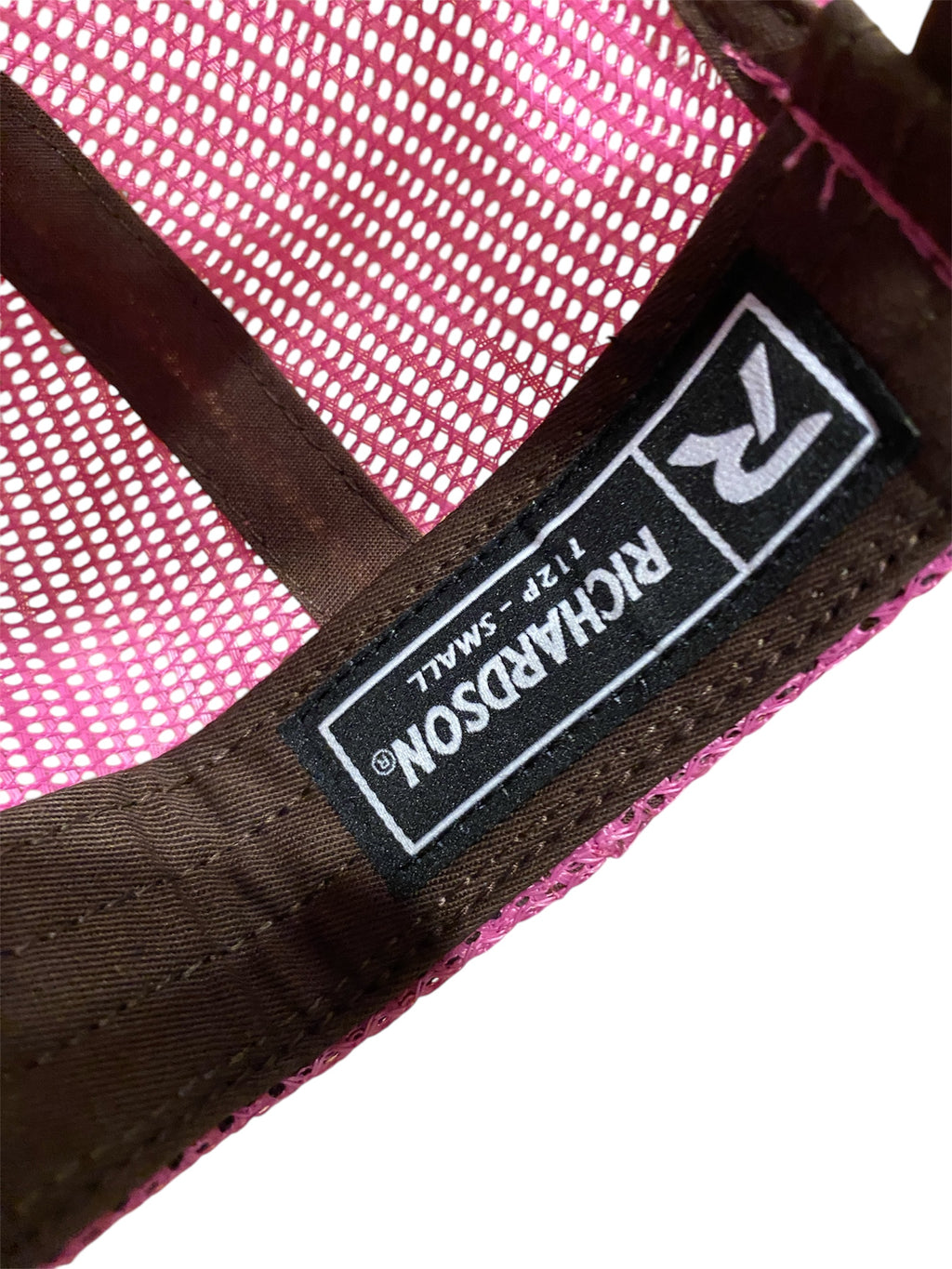 Leather Patch Turkey Tracks Trucker Hat in hot pink/camo